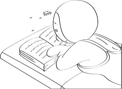 coloriage t choupi en train de lire un livre